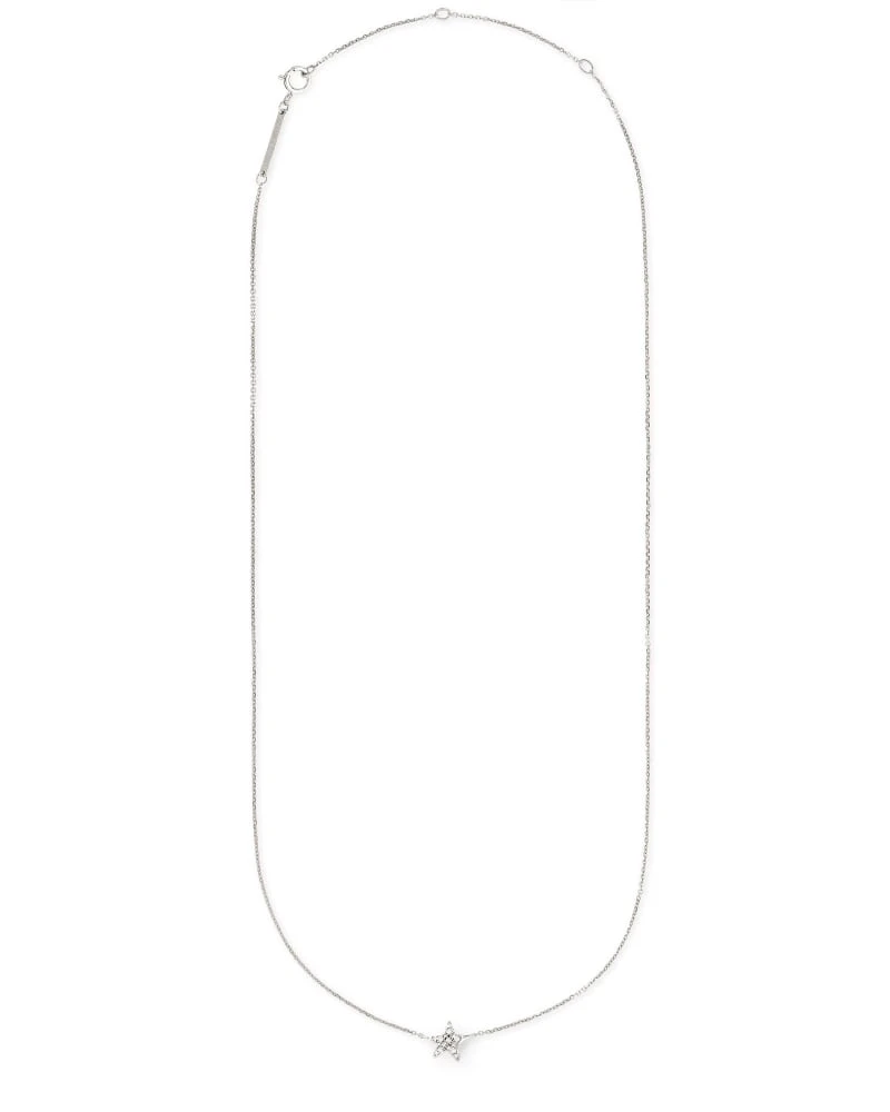 Star 14k White Gold Pendant Necklace In White Diamonds 4 Star 14k White Gold Pendant Necklace In White Diamonds - Image 2