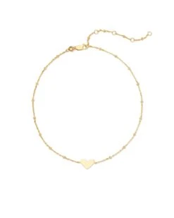 Ari Heart Chain Anklet In 18k Yellow Gold Vermeil