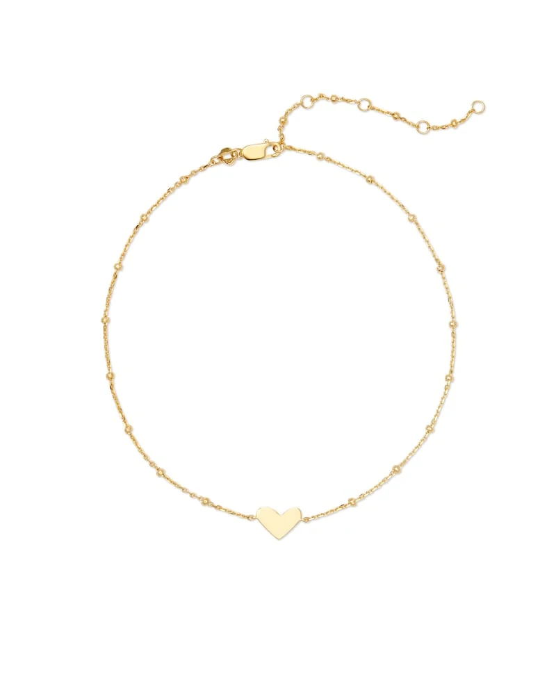 Ari Heart Chain Anklet In 18k Yellow Gold Vermeil 3 Ari Heart Chain Anklet In 18k Yellow Gold Vermeil