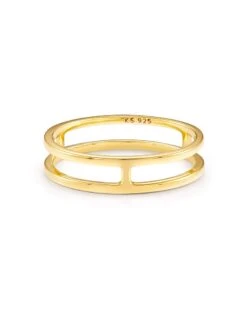 Bennett Double Band Ring In 18k Yellow Gold Vermeil