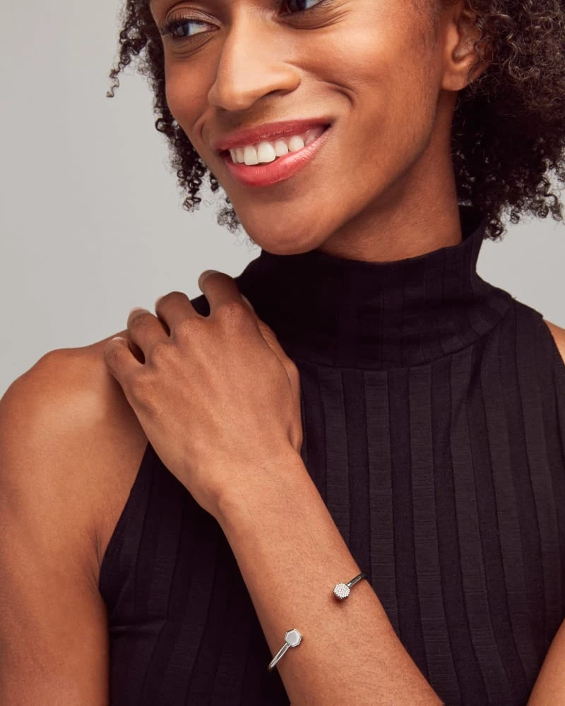 Davis Sterling Silver Cuff Bracelet In White Diamond 4 Davis Sterling Silver Cuff Bracelet In White Diamond - Image 2