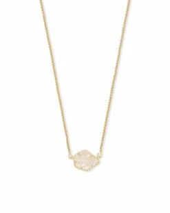 Tess Gold Pendant Necklace In Iridescent Drusy