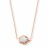 Tess Rose Gold Pendant Necklace In Dichroic Glass -Kendra Scott kendra scott tess necklace rose gold dichroic 00 lg