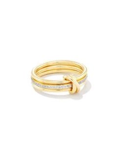 Tia 18k Gold Vermeil Band Ring In White Sapphire