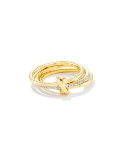Tia 18k Gold Vermeil Band Ring In White Sapphire -Kendra Scott kendra scott tia band ring 18k yellow gold vermeil wt sapphire 01