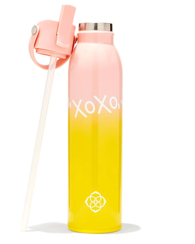 XOXO Water Bottle In Pink And Yellow Ombre 4 XOXO Water Bottle In Pink And Yellow Ombre - Image 2